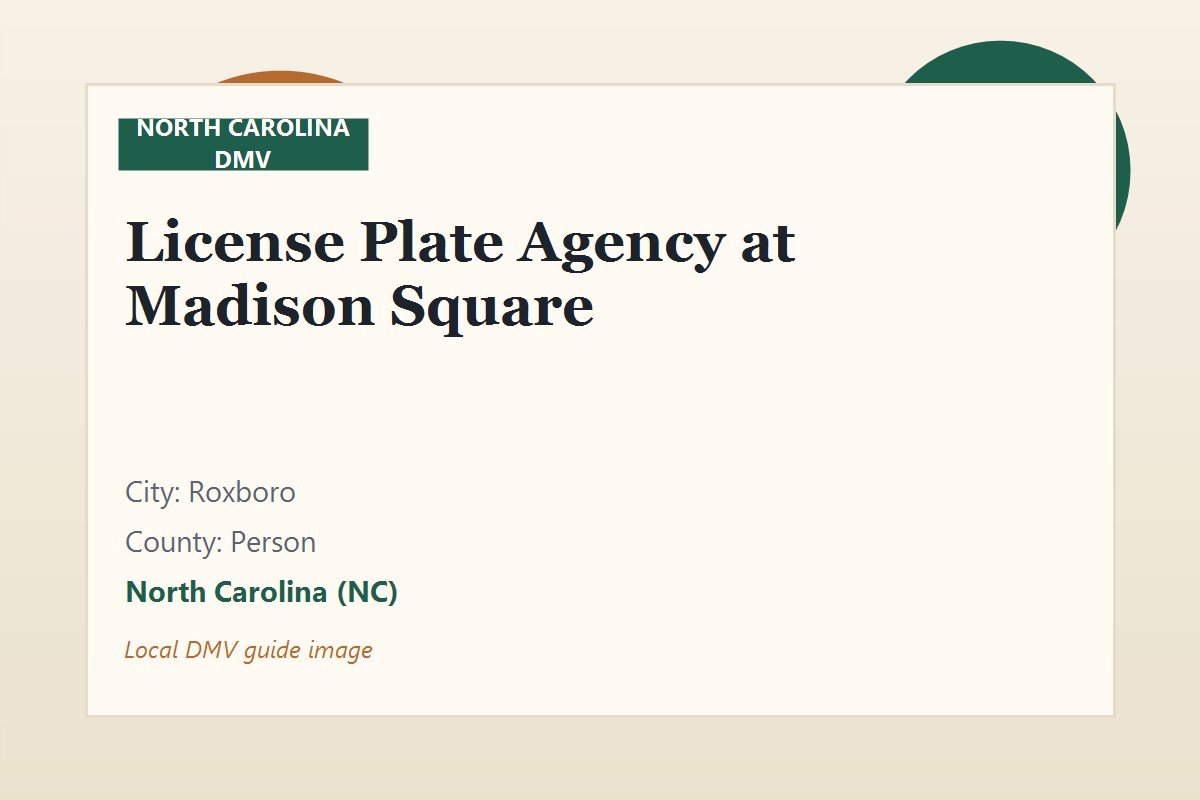 License Plate Agency at Madison Square